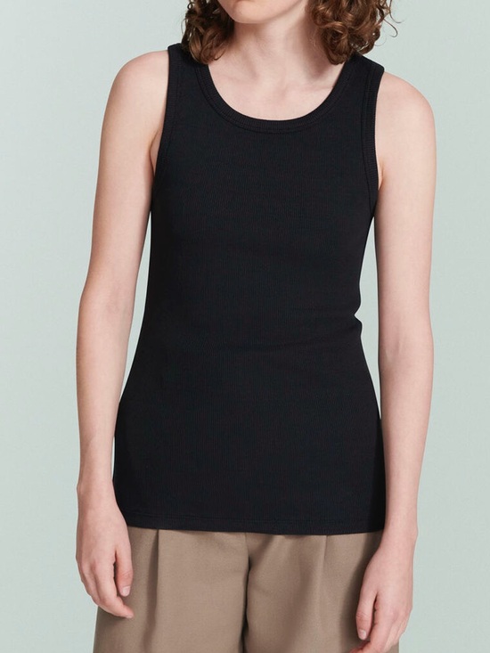 Handvaerk Tops - händværk Luxury Ultra Premium Black Peruvian Pima Cotton Ribbed Tank Top SM